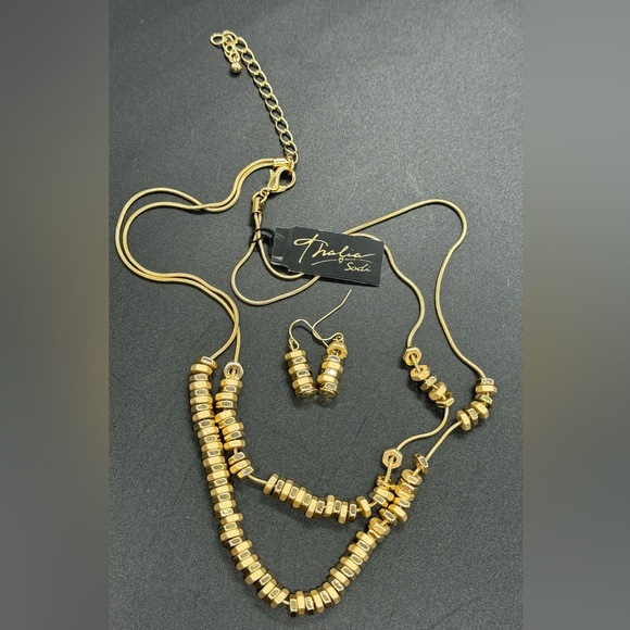 Thalia Sodi Gold Tone Gold Bead Necklace & Earrings Set - Picture 4 of 8